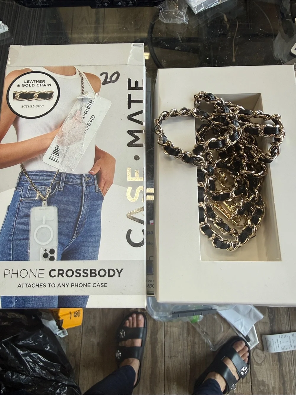 Phone Crossbody Chain Strap - Black & Gold